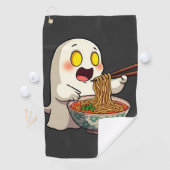 Spooky Halloween Pastel Kawaii Ghost Eating Ramen Golfhandtuch (Insitu)