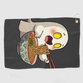 Spooky Halloween Pastel Kawaii Ghost Eating Ramen Golfhandtuch (Horizontal)
