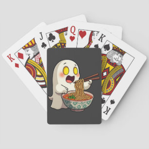 Spooky Halloween Pastel Kawaii Ghost Eating Ramen Spielkarten
