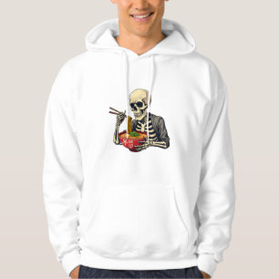 Spooky Halloween Pastel Skeleton Eating Ramen Hoodie