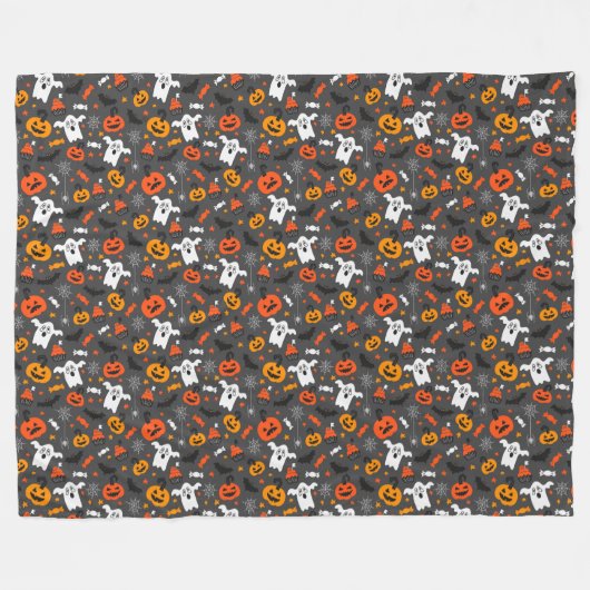 Spooky Halloween Pattern Fleece Blanket (Vorderseite (Horizontal))