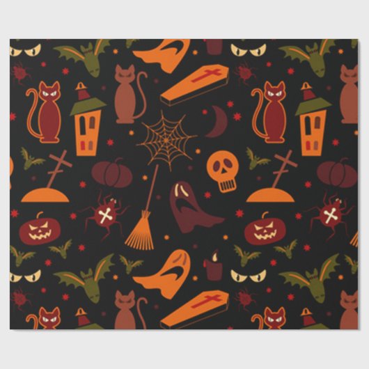 Spooky Halloween Pattern Geschenkpapier (Flach)