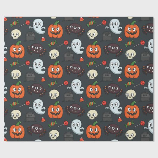 Spooky Halloween Pattern Geschenkpapier (Flach)