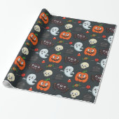 Spooky Halloween Pattern Geschenkpapier (Ungerollt)