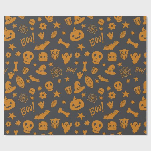Spooky Halloween Pattern Geschenkpapier (Flach)