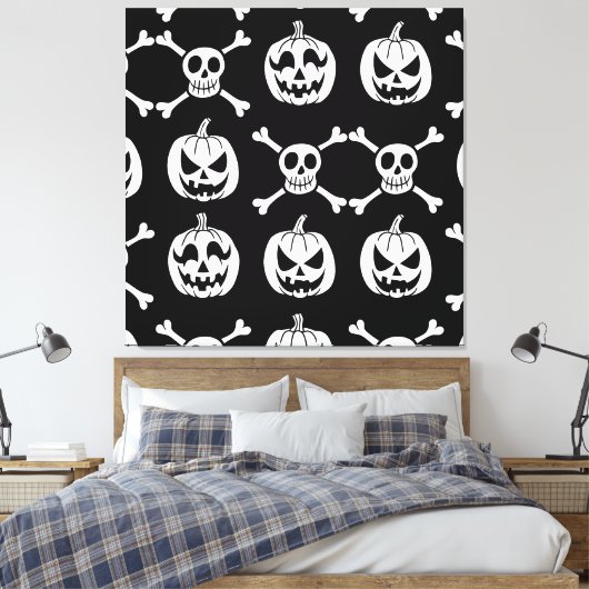 Spooky Halloween Pattern Leinwanddruck (Insitu (Schlafzimmer))