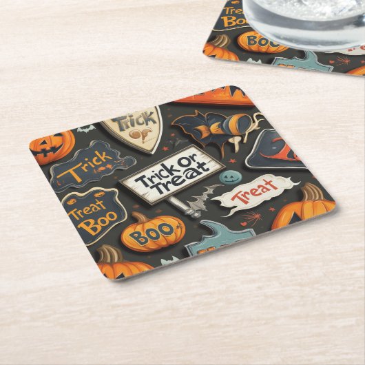 Spooky Halloween Pattern Rechteckiger Pappuntersetzer (angewinkelt)