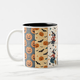 "Spooky Halloween Pattern Tasse" Zweifarbige Tasse