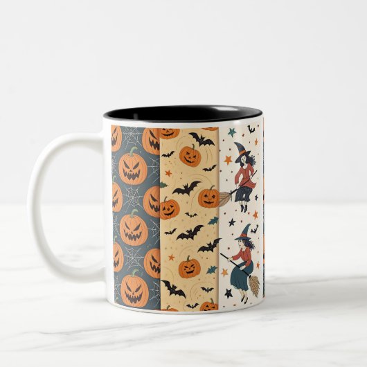 "Spooky Halloween Pattern Tasse" Zweifarbige Tasse (Links)