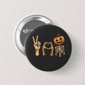 Spooky Halloween Peace Lover Pumpkin Skeleton Button (Vorne & Hinten)