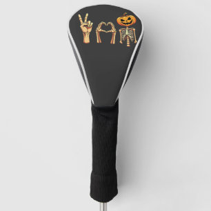 Spooky Halloween Peace Lover Pumpkin Skeleton Golf Headcover