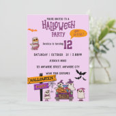 Spooky Halloween Pink Geburtstagsparty Einladung (Stehend Vorderseite)