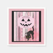 Spooky Halloween Pink und Black Stripes Pumpkin Serviette (Vorderseite)