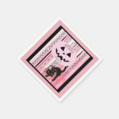 Spooky Halloween Pink und Black Stripes Pumpkin Serviette (Ecke)