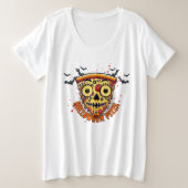 Spooky Halloween Pizza Slice Design Große Größe T-Shirt (Design vorne)