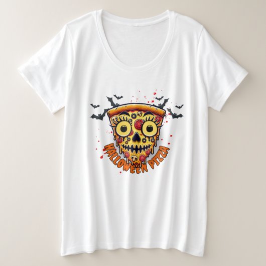 Spooky Halloween Pizza Slice Design Große Größe T-Shirt (Design vorne)