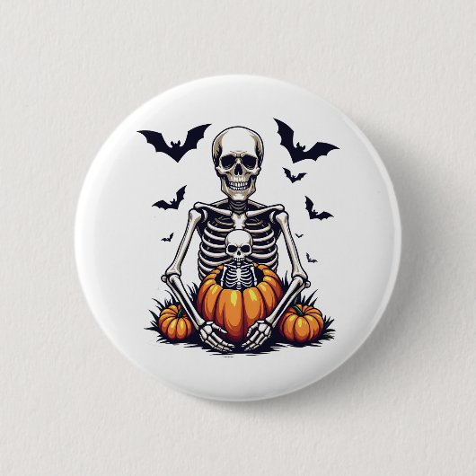 Spooky Halloween Pregnant Skeleton Schwangerschaft Button (Vorderseite)