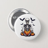 Spooky Halloween Pregnant Skeleton Schwangerschaft Button (Vorne & Hinten)