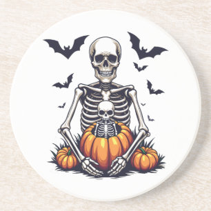 Spooky Halloween Pregnant Skeleton Schwangerschaft Getränkeuntersetzer