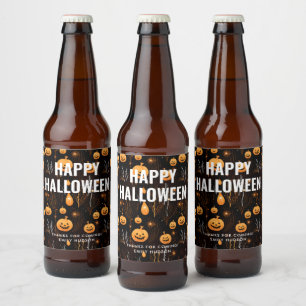 Spooky Halloween Pumpkin Bierflaschenetikett