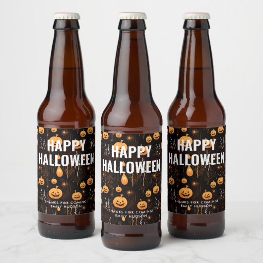 Spooky Halloween Pumpkin Bierflaschenetikett (Flaschen)