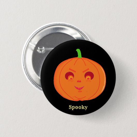 Spooky Halloween Pumpkin Button (Vorne & Hinten)