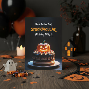 Spooky Halloween Pumpkin Cake Design - Geburtstag Einladung