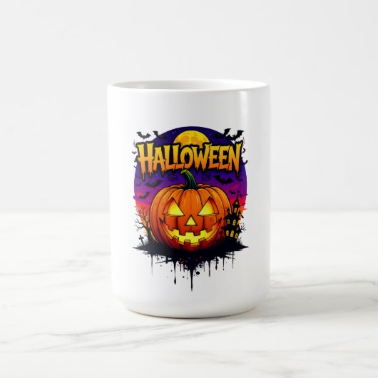Spooky Halloween Pumpkin Design with Moonlit Sky a Kaffeetasse (Mittel)