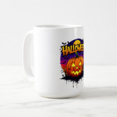 Spooky Halloween Pumpkin Design with Moonlit Sky a Kaffeetasse (Vorderseite Links)