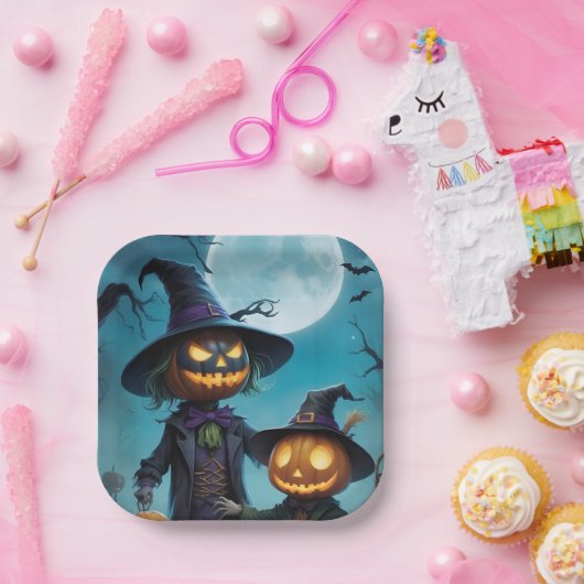 Spooky Halloween Pumpkin Duo Pappteller (Party)