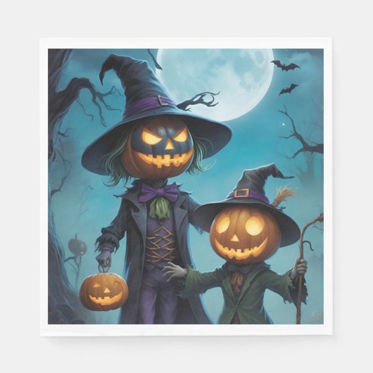 Spooky Halloween Pumpkin Duo Serviette (Vorderseite)