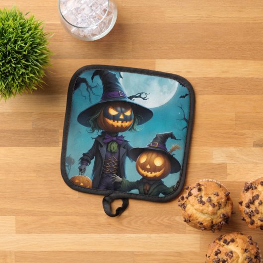Spooky Halloween Pumpkin Duo Topflappen (Oben Unten)