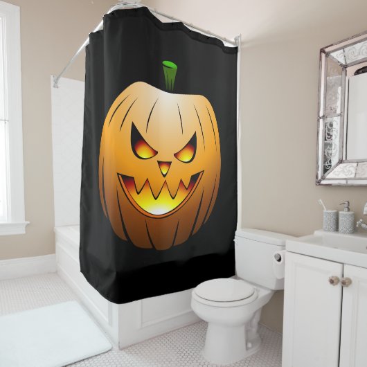 Spooky Halloween Pumpkin Face Duschvorhang (Beispiel)