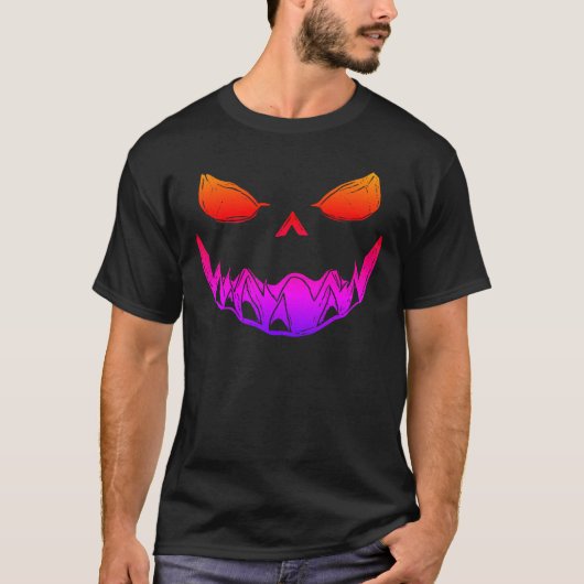 Spooky Halloween Pumpkin Face T - Shirt - Creepy C (Vorderseite)