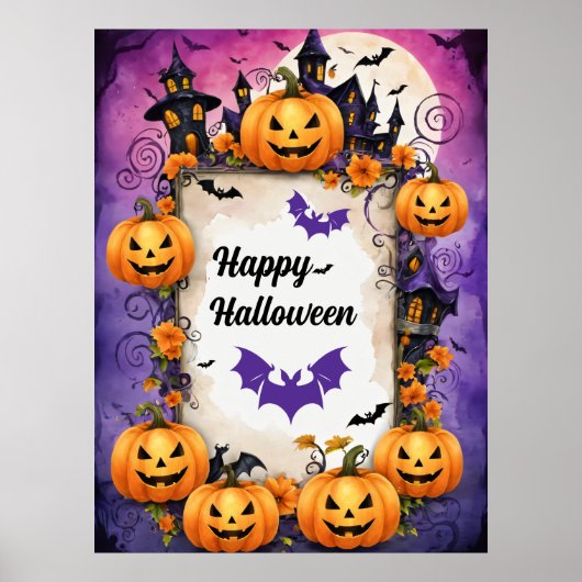 Spooky Halloween Pumpkin Frame Poster (Vorne)