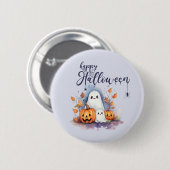 Spooky Halloween Pumpkin Ghost Button (Vorne & Hinten)