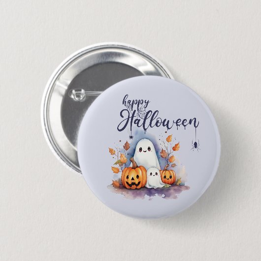 Spooky Halloween Pumpkin Ghost Button (Vorne & Hinten)