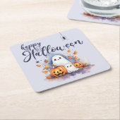 Spooky Halloween Pumpkin Ghost Paper Untersetzer (angewinkelt)