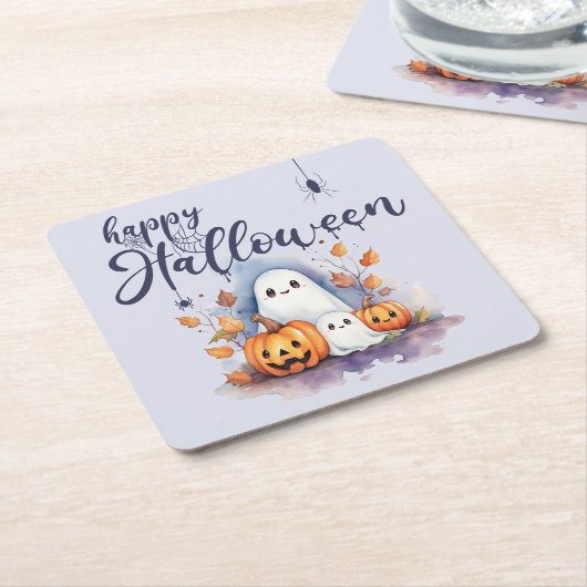 Spooky Halloween Pumpkin Ghost Paper Untersetzer (angewinkelt)