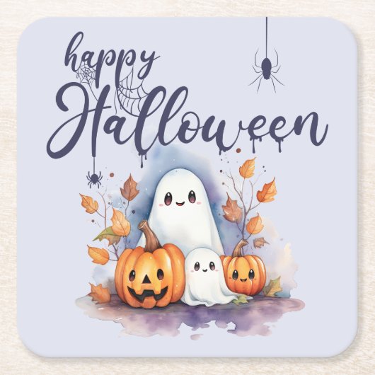 Spooky Halloween Pumpkin Ghost Paper Untersetzer (Vorderseite)