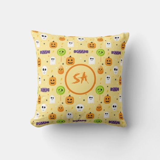 Spooky Halloween Pumpkin Ghost Skull Candies Stern Kissen (Vorderseite)