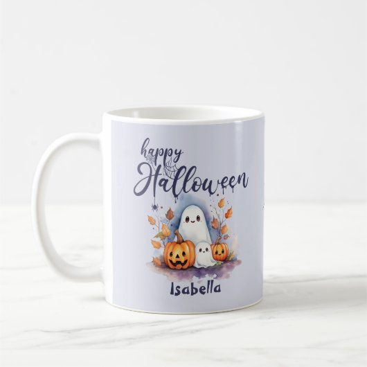 Spooky Halloween Pumpkin Ghost Spider Tasse (Links)