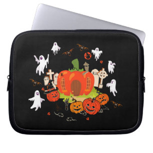 Spooky Halloween Pumpkin Graveyard Szene Laptopschutzhülle