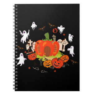 Spooky Halloween Pumpkin Graveyard Szene Notizblock