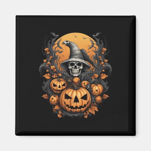 Spooky Halloween Pumpkin Hexenkopf Magnet (Vorne)