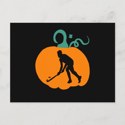 Spooky Halloween Pumpkin Hockey Player Costume Postkarte (Vorderseite)