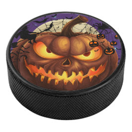 Spooky Halloween Pumpkin Hockey Puck 🎃