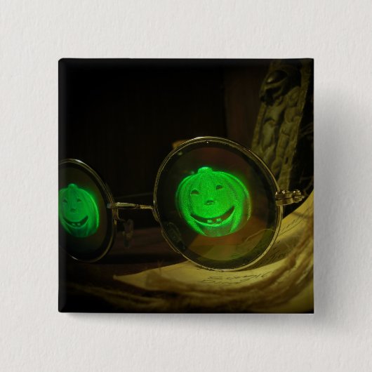 Spooky Halloween Pumpkin Hologram Specke Button (Vorderseite)