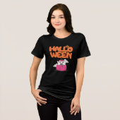 Spooky Halloween Pumpkin mit Fledermausaugen Hallo Tri-Blend Shirt (Vorderseite voll)