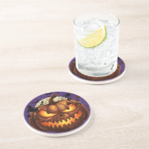 Spooky Halloween Pumpkin Sandstone Drink Untersetz